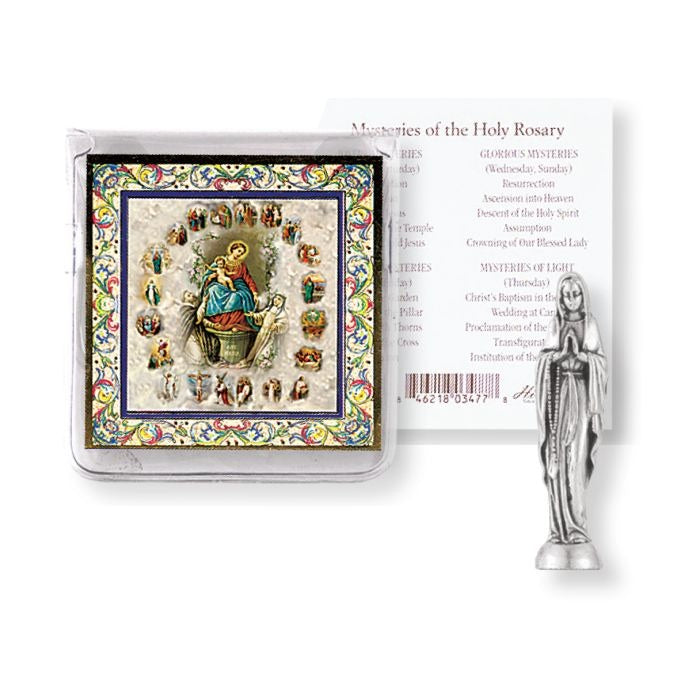Our Lady of the Rosary Pocket Statue with Holy Card in a Clear Pouch ...