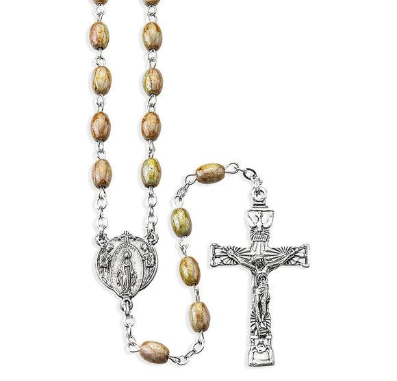 4mm x 6mm Light Stone Faux Marble Rosary