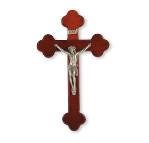 10" Latin Style Dark Cherry Crucifix Pewter Corpus
