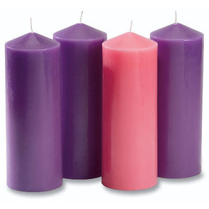 8" Advent Pillar Candle Set Purple And Pink