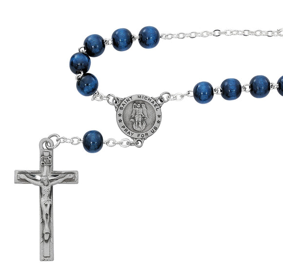 Blue Wood St Michael Auto Rosary