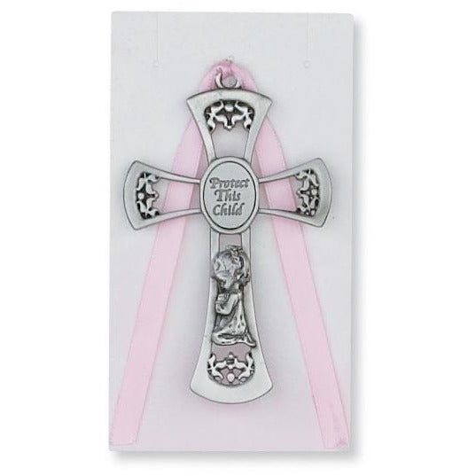 Pink Protect This Child Crib Cross