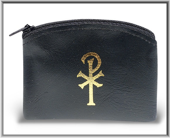 Black Chi Rho Rosary Pouch