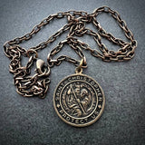Brass St Christopher Necklace 20 Inch