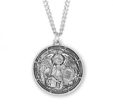 St Michael SS .9" Round Icon Medal Necklace 24" Chain
