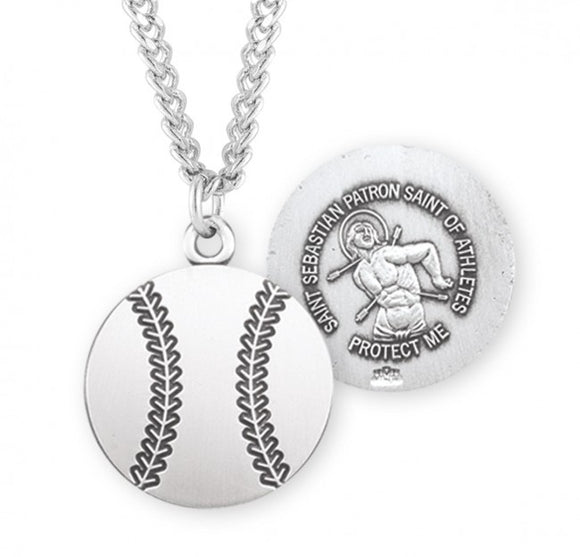 St Sebastian SS Baseball Medal Necklace 24
