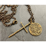 St Michael & Cross Men's Necklace 24 Inch Chain