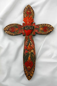 11.5" Sacred Heart Hand Painted Cross
