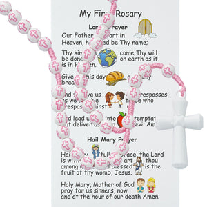 Kids Pink Cross Rosary