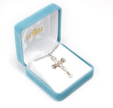 Large SS 1.7" IHS Rosary Crucifix Necklace 24" Chain