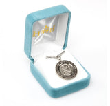 Round SS 1.1" St Christopher Medal Necklace 24" Chain