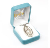 St Christopher SS Textured Large Oval Necklace