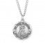 SS Round Scalloped 1" St Michael the Archangel Medal Necklace 24" Chain