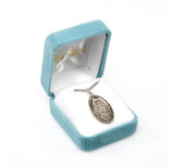 High Profile SS Large Oval 1.1" St Michael  Necklace 24" Chain