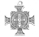 St Benedict SS .9" Maltese Cross Medal Necklace 24" Chain
