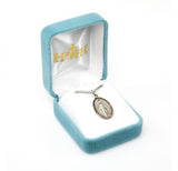 SS Beaded Edge Miraculous Medal 18 Inch Chain