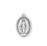 SS Beaded Edge Miraculous Medal 18 Inch Chain