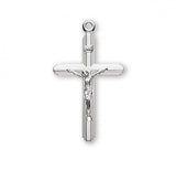 Streamlined 1" SS Crucifix Necklace 18" Chain