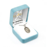 St Gensius SS .9" Small Oval Necklace 20" Chain