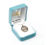 St Cecilia SS .9" Round Medal Necklace 18" Chain