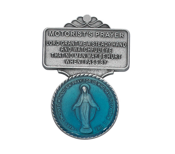Auto Visor Clip Motorist's Prayer Enamel Miraculous Medal