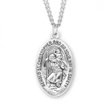 St Christopher SS Textured Large Oval Necklace