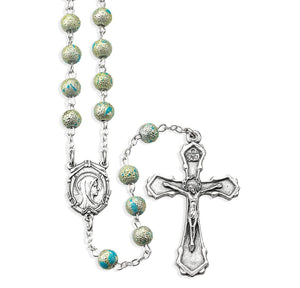 6mm Silver Lava Bead Rosary