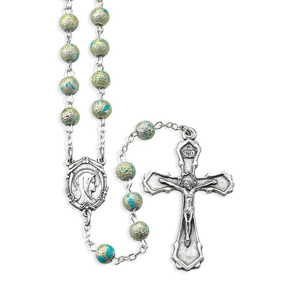 6mm Silver Lava Bead Rosary