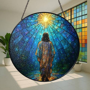 6" Jesus Walking Stained Glass Suncatcher