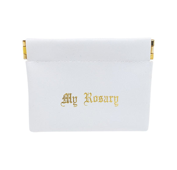 White Vinyl Squeeze Rosary Pouch