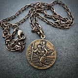 Brass St Christopher Necklace 20 Inch