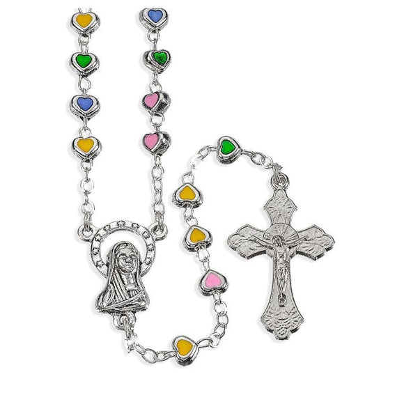 4mm Multicolored Epoxied Heart Shaped Bead Rosary