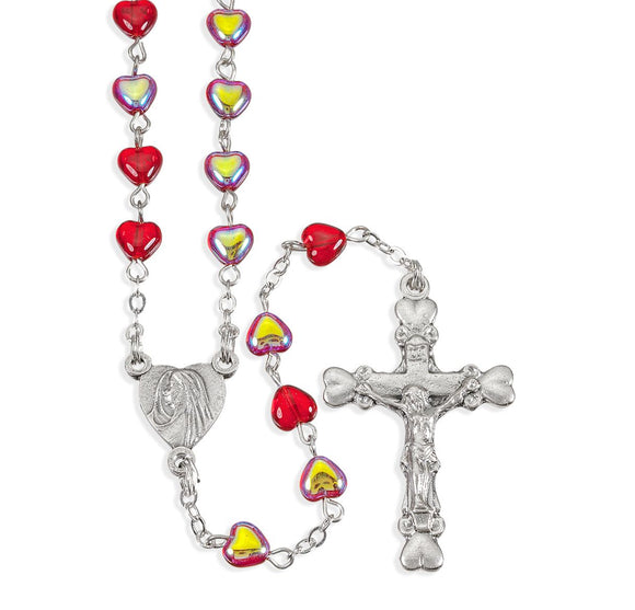 Red Heart Shaped Bead Fine Rosary