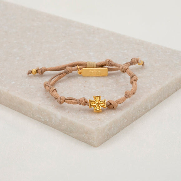 Surrender Prayer Bracelet Tan With Gold