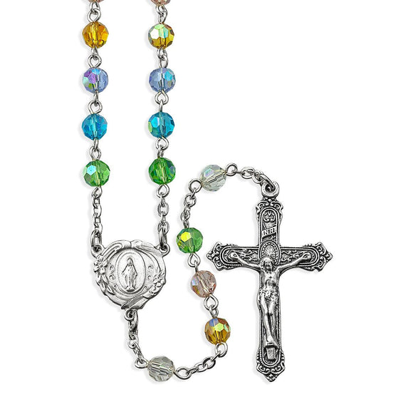 6mm Multicolor Aurora Borealis Bead Rosary