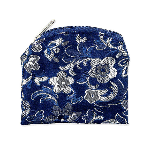 Blue & Silver Brocade Rosary Pouch