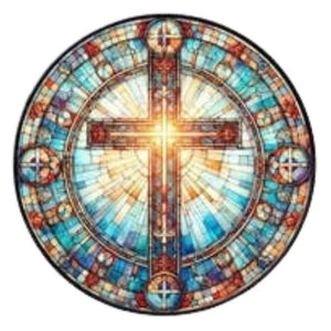 6" Sunlit Cross Stained Glass Suncatcher