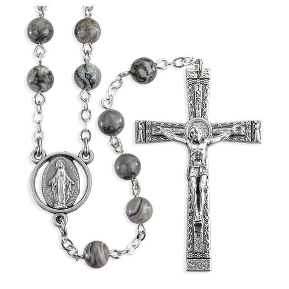 6mm Genuine Gray Limestone Bead Rosary