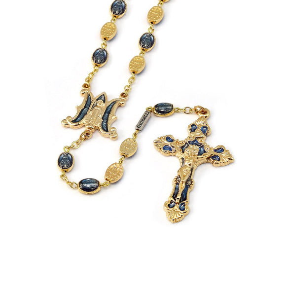 6 x 8mm Miraculous Medal Gold Enameled Rosary