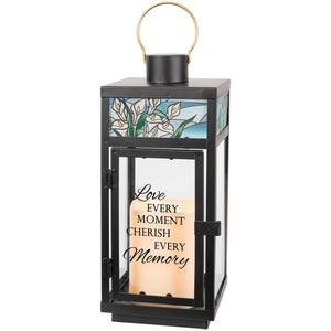 Love Every Moment Stained Glass Top Lantern