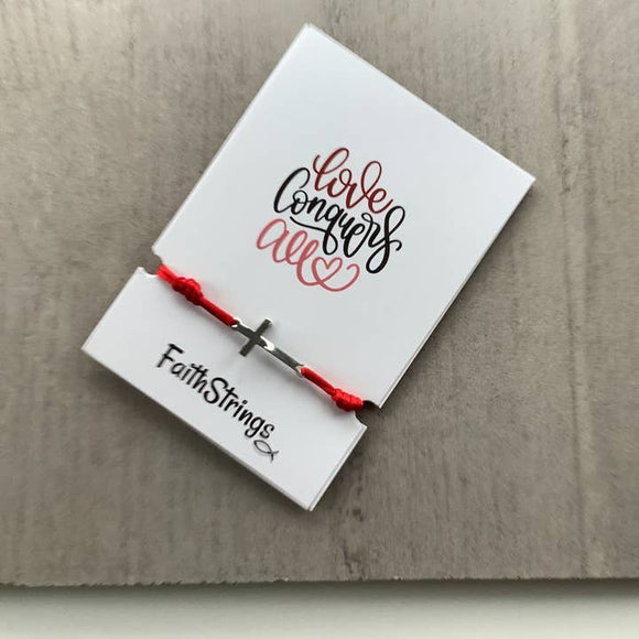 Slip Knot Bracelet Red With Cross