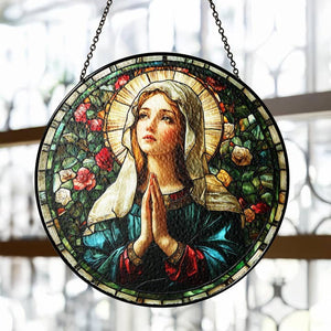 6" Virgin Mary Stained Glass Suncatcher