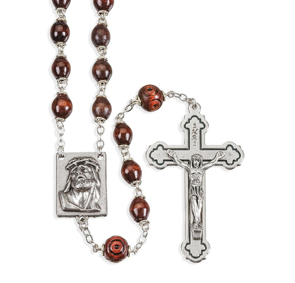 7 x 9mm Maroon Palissander Wood Bead Rosary