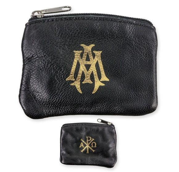 Black Genuine Sheepskin Rosary Pouch