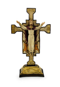 11" Risen Christ Marfilita Hand Painted Standing Cross