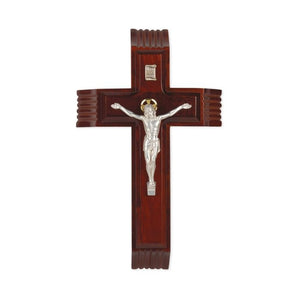 10" Dark Cherry Sick Call Crucifix with Italian Salerni Corpus