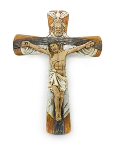 10" Holy Trinity Hand Painted Crucifix