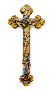12" Holy Trinity Marfilita Hand Painted Crucifix