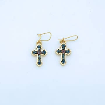 Florentine Mosaic Cross Earrings