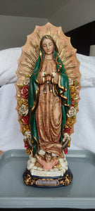 18" OLO Guadalupe with Roses Hand Painted Statue